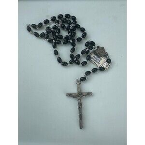 VTG Italy blessed Supreme Chaplain black plastic 5 decades chaplet rosary beads